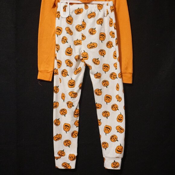 Rae Dunn 2 Piece Pajama Set Orange Trick or Treat Halloween Kids Size 5 - Picture 4 of 6